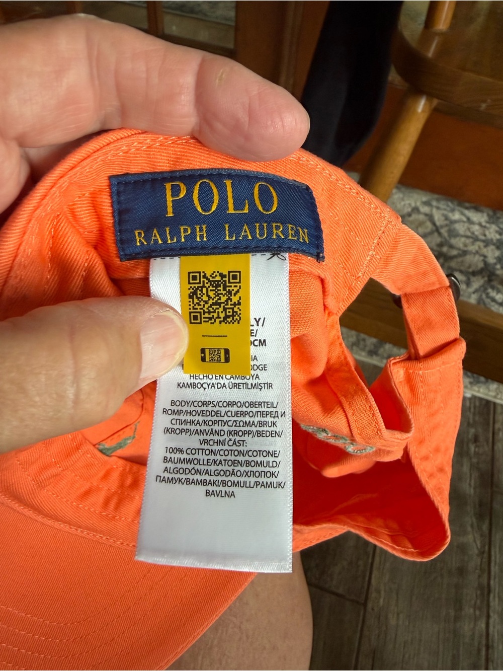 Polo Ralph Lauren Adjustable Orange Cotton Baseball Cap With Pony Logo One Size - Picture 3 of 4